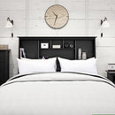 Black Full/Queen Tall Slant-Back Bookcase Headboard