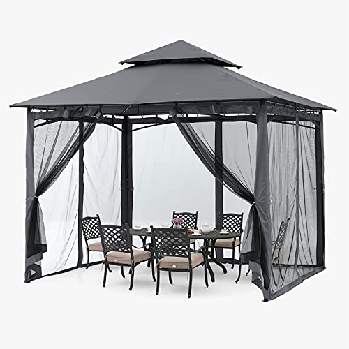 Sturdy Patio Gazebo 8 Ft x 8 Ft with Mosquito Netting by ABCCANOPY