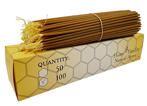 100 Natural Pure Beeswax Taper Candles 9 Inch Tall Church Jerusalem Holy Land Scented Candle Gift Box