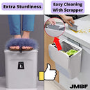 JMBF - Hanging Trash Can for Kitchen Cabinet Door with Lid,Garbage Can for Bathroom/Cupboard/Bedroom/Office -Wall Mounted Counter Waste Compost Bin-Mountable Indoor Compost Bucket | 2.4 Gallon-(Gray)