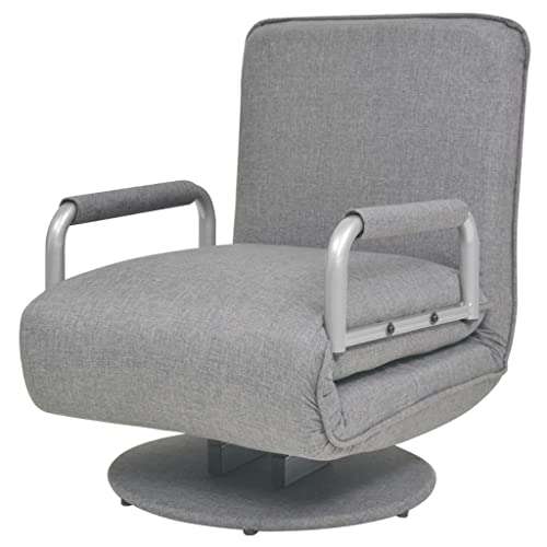 vidaXL Swivel Chair and Sofa Bed Adjustable Backrest 2-in-1 Convertible Guest Bed Armchair Sleeper Leisure Recliner Living Room Bedroom Light Grey