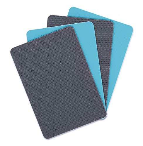 Dexas Heavy Duty Grippmat Flexible Cutting Board Set of Four, 8 by 11 inches inches: Gray and Turquoise