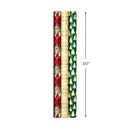 Hallmark Foil Christmas Wrapping Paper with Cut Lines on Reverse (3 Rolls: 60 sq. ft. TTL) Classic Santa Claus, Gold Merry Christmas, Green Plaid with Gold Trees