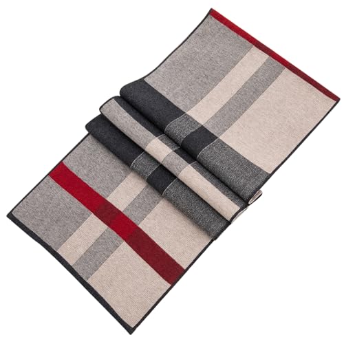 Lallier Men's Merino Wool Scarf, Long Winter Neckwear with Gift Box (Camel Tartan)