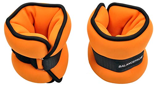 BalanceFrom GoFit Fully Adjustable Ankle Wrist Arm Leg Weights, Adjustable Strap, Orange, 10 lbs Each (20-lb Pair)