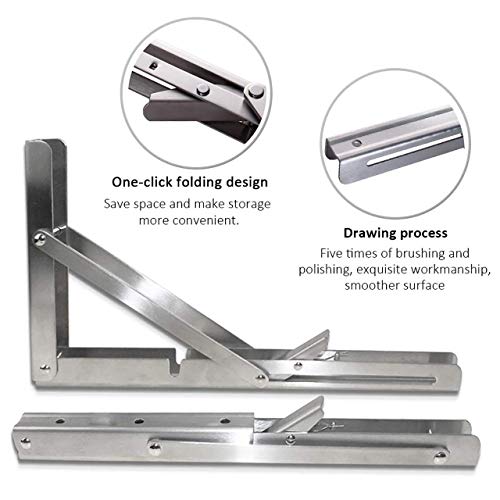 DAWNTREES Folding Shelf Brackets,24 Inch Heavy Duty, 2 Pcs Shelf Brackets, 304 Stainless Steel L Type Shelves, Floating Shelf Bracket, Metal Shelf Brackets On Wall。