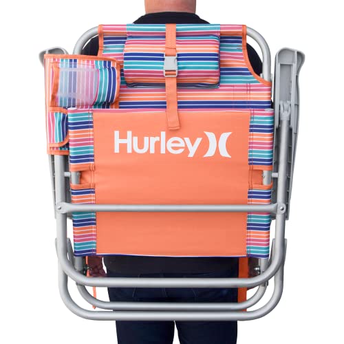 Hurley Deluxe Backpack Beach Chair, One Size, Sherbet
