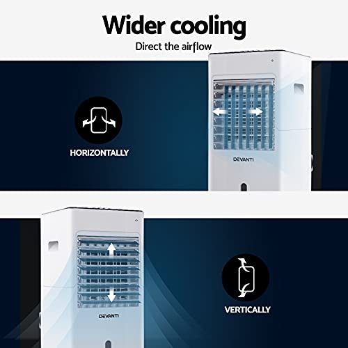 Devanti Portable Air Conditioner Purifier Humidifier Water Cooler Purifiers Cooling Fan Conditioners Aircondition Home Office Room Bedroom Coolers Adjustable Louvres White
