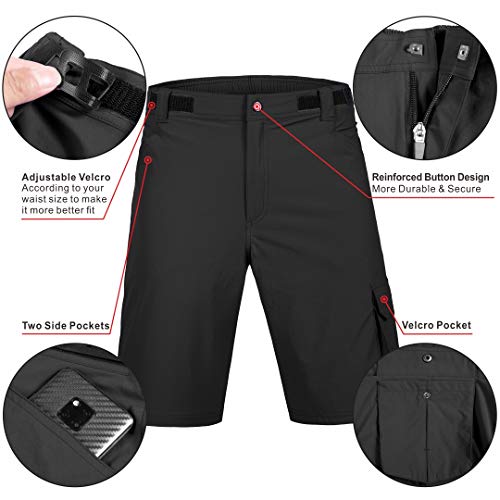 qualidyne Men's Mountain Bike Shorts 3D Padded Lightweight MTB Cycling Shorts with Loose Fit -Quick Dry