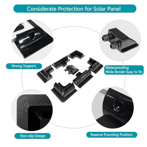 Solar Panel Mounting Brackets ABS Solar Panel Mount 7 Drill-Free Corner Mounting Brackets for Boats Flat Roof Camping Van Caravan Black