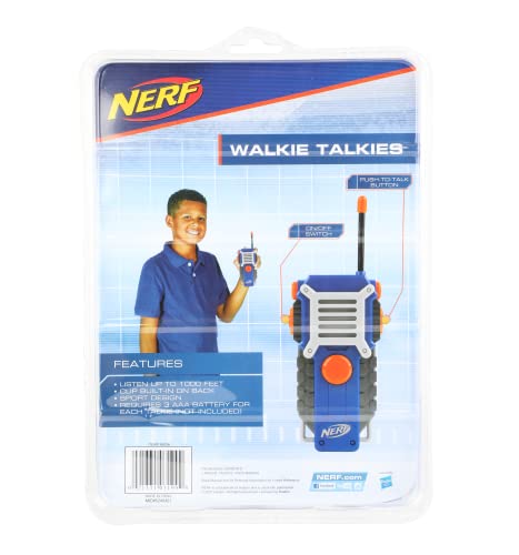 NERF Walkie Talkies for Kids by Sakar | Powerful 1000ft Range, Speakers, Rugged Design, Battery Powered, Outdoor Toys for Boys and Girls (Gray, Blue, & Orange)