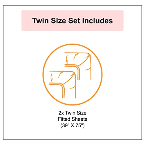 Ambesonne Gingerbread Man Fitted Sheet Set, Traditional Christmas Cookie Pattern Tile, Decorative Bedding All-Round Elastic Pocket 2 Pcs, Twin Size, Light Caramel