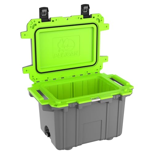 Pelican Elite IM Wheeled Cooler, 47 Litre Capacity, Dark Grey/Electric Green 50Q-1-DKGRYEGRN