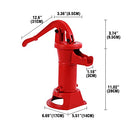 Youwise Red Cast Iron Pitcher Pump 25 ft Lift, Retro Hand Water Pump, Manual Water Suction Pump for Home, Yard, Garden, Farm, Pond