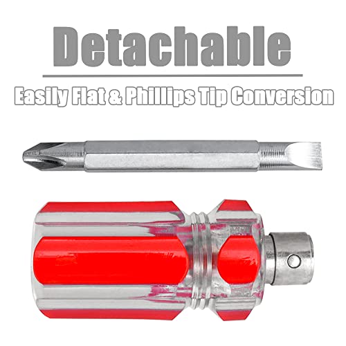 Bestgle 5 Pcs Stubby Screwdriver Set, Phillips and Flat Head Screwdriver Portable 2-in-1 Screwdriver Set Sewing Machine Ultra Short Screwdriver Tool