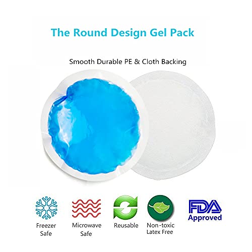 Round Reusable Gel Ice Pack 12 Packs with Cloth Backing, Small Flexible Hot Cold Pack for Kids Injuries, Wisdom Teeth, Breastfeeding, Reduce Sinus Pain, Swelling or Soreness, Cold Compress for Fever