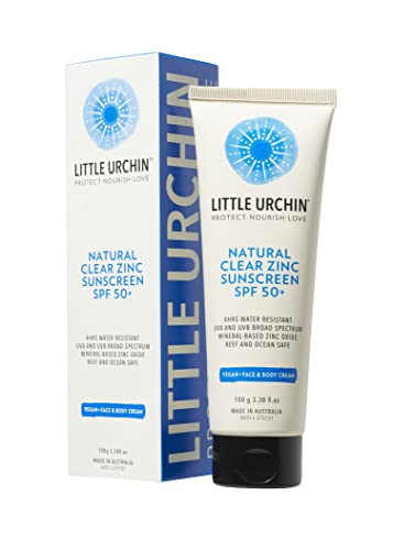 LITTLE URCHIN SPF 50+ Natural Clear Zinc Sunscreen 100g - Australian Made Reef Friendly Suitable For Sensitive Skin