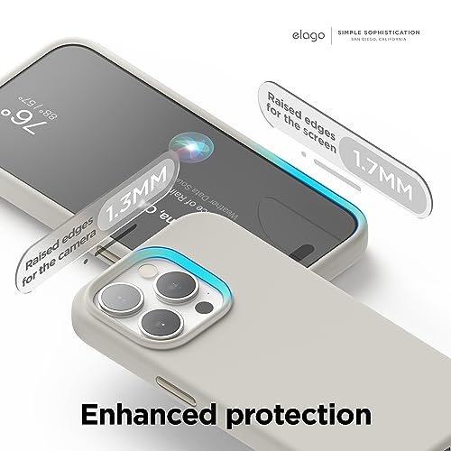 elago Magnetic Silicone Case Compatible with iPhone 15 Pro Max Case, Compatible with MagSafe All Accessories, Built-in Magnets, Premium Silicone, Full Body Protective Cover [5 Layer Structure] (Stone)
