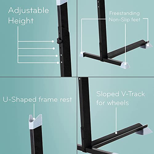 Bicycle Floor Stand, Portable and Stationary Space-Saving Rack with Adjustable Height, Freestanding Indoor Bike Storage Rack for Garage or Apartment