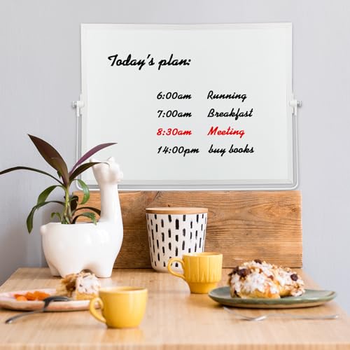 3 Pcs Dry Erase Whiteboard 16" x 12" Desktop Whiteboard Calendar Double Sided Magnetic White Board Dry Erase Board with Stand Portable Planning Boards for Home Office School to Do List (White Frame)