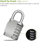 Combination-Lock 4 Digit Outdoors Waterproof Padlock Number Lock for School Gym Locker, Sports Locker, Fence, Gate, Shed,Toolbox, Case, Hasp Storage (Silver)