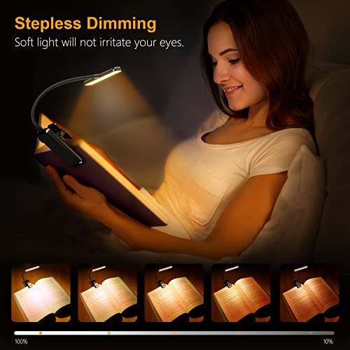 Gritin 19 LED Book Light, Reading Light Book Lamp for Reading at Night with Memory Function, 3 Eye-Protecting Modes -Stepless Dimming, Long Battery Life, 360° Flexible Book Light for Bed,Tablet