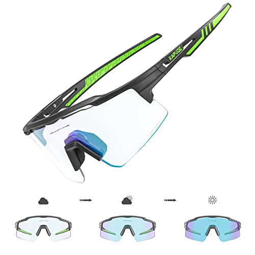 KAPVOE Photochromic Cycling Glasses UV400 Protection Mountain Bike Clear Sports Sunglasses For Men Women MTB Bicycle Riding Baseball Running Driving Fishing Golf GR04