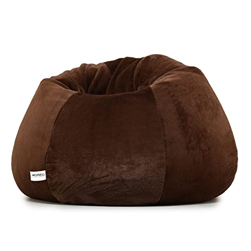 HOMESO Teardrop Shape Faux 5XL Fur Bean Bag Chair for Adults & Kids [No Filling] (Brown)