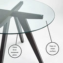 Uptown Club Modern Round Dining Table with Tempered Glass Top, Seats 4 in Style & Comfort, Elegant Kitchen Furniture for Contemporary Home, 42" Dark Walnut