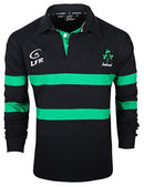 Malham Irish Shamrock Sprig Ireland Longsleeve Striped Rugby Ireland, Navy and Kelly Green, Large