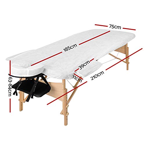 Zenses Massage Table 75cm Portable 3 Fold Wooden Beauty Bed Black