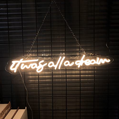 Neon Sign It Was All a Dream Light Sign LED 3D Personalized Neon LED Lights Neon Lamp Reusable Adjustable Brightness for Wall Decor Room Decor or Neon Bar Signs Wedding Christmas Party Size-50 cm