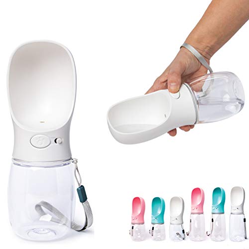 Zenify Dog Water Bottle for Walking Hiking Camping Beach Outdoor Travel Lead Leash Accessory Puppy Dogs Pets Drink Alternative to Pet Collapsible Bowl Small (350ml (S/M) White)