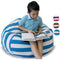 À Mes Petits Round Bean Bag Chair Cover, Stuffed Animal Storage, Soft Toy Storage, Gaming Chair, Extra Large Kids Toy Storage Organiser, Fill w/ 200L to 300L Bean Bag Filling (Blue & White Stripes)