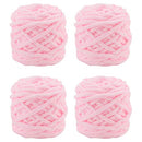 Soft Cotton Knitting Yarn 4 Packs, Fluffy Cotton Yarn Perfect for Soft Throw and Baby Blankets, Arm Knitting, Crocheting and DIY Crafts (Pink)