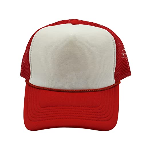 Craftman High Crown Foam Front Mesh Back Classic Trucker Hat with Adjustable Snapback for Men and Women(Red/White)