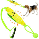 Dog Tug of War Toy, Squeaky Interactive Dog Rope Toy, Indestructible Corn Dog Toy, Natural Cotton Ball Outdoor Dog Toy with Ergonomic Handle, Suitable for Training Medium to Large Dogs