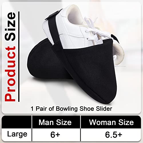 Zhanmai Bowling Shoe Slider 2 Pack Bowling Shoe Cover with Elastic Band Adjustable Bowling Accessories for Men Women Bowler Playing Ball Dancing, L (Black), Black, Large