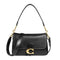 Soft Tabby Leather Shoulder Bag with Removable Crossbody Strap - Black