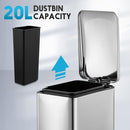 Maxkon 20L Pedal Rubbish Bin Stainless Steel Small Garbage Waste Bin Soft Closing Trash Can for Kitchen Bathroom