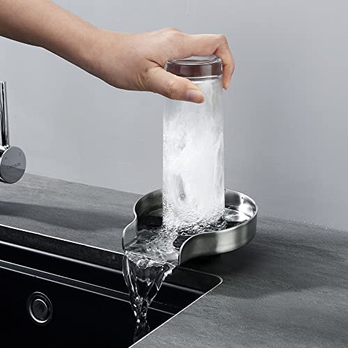Decaura Metal Glass Rinser Automatic Bottle Cleaner Coffee Cup Washer for Kitchen Sink(Brushed Nickel)