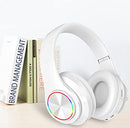 Wireless Bluetooth Headphones-Colorful Lights/Foldable/Large Battery Capacity/Built-in Microphone-Bluetooth 5.0/10 m Range/Stereo Surround/Comfortable affixed Ears (White 1)