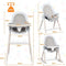 BABY JOY 4-in-1 Baby High Chair, Wooden Highchair Booster Seat w/Adjustable Seat & Double Removable Tray, Infant Dining Chairs Rocking Chair w/Storage Bag, Footrest & 3-Point Safety Belt, Gray