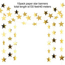 Patelai 130 Feet Golden Glitter Star Paper Garland Hanging Decoration for Wedding Birthday Christmas Festival Party (Set of A, Gold)