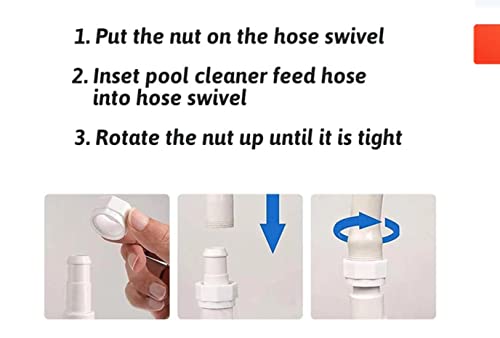 ATIE PoolSupplyTown 280 Hose Swivel and Hose Nut Kit Replace Polaris 280, 380, 180 Pool Cleaner Hose Swivel D20 and Hose Nut D15 (2 Pack)