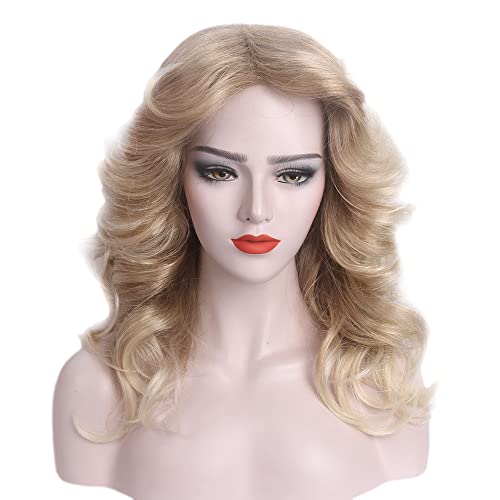 STfantasy 1920s Wig for Women Mid Long Wave Blonde Hair Natural Wig Women Daily Costume Cosplay Party