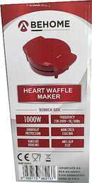 1000W White and Red Non-Stick Waffle Maker with Non Slip Feet