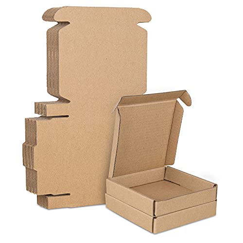 Corrugated Cardboard Shipping Boxes, 100x100x20mm (4"x4"x0.8") Small Parcel Boxes, Packaging Mailing Boxes for Business, Posting, Large Letter Packet Shipping, Storing or Gift(Pack of 10)