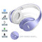 Bluetooth Headphones,TUINYO Wireless Headphones Over Ear with Microphone, Foldable & Lightweight Stereo Wireless Headset for Travel Work TV PC Cellphone-Purple