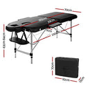 Zenses Massage Table 70cm Portable 2 Fold Aluminium Beauty Bed Black